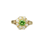 Green Garnet and Mine Cut Diamond Ring - Gem Set Love