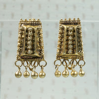 silver gilt dangle etruscan revival panel earrings
