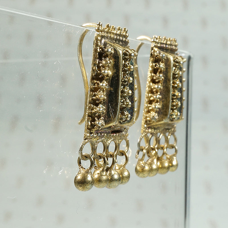 Silver Gilt Etruscan Revival Earrings