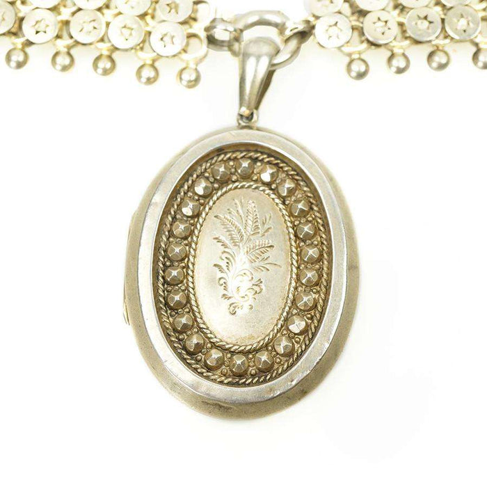 Silver Gilt Victorian Collar and Locket with Stars