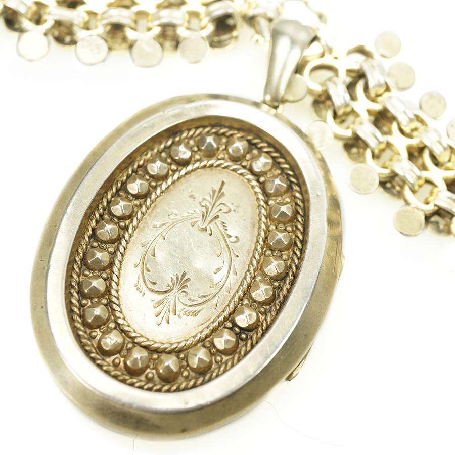 Silver Gilt Victorian Collar and Locket with Stars