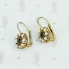 onyx and pearl gilt silver lever back earrings