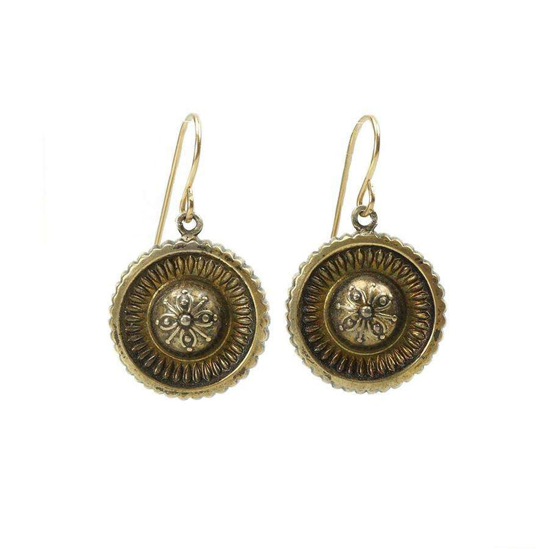 Repoussé Victorian Pin and Earring Set in Silver Gilt
