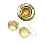 Repoussé Victorian Pin and Earring Set in Silver Gilt