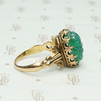 Påte de Verre Scarab Ring in Gothic Revival Setting, side view.