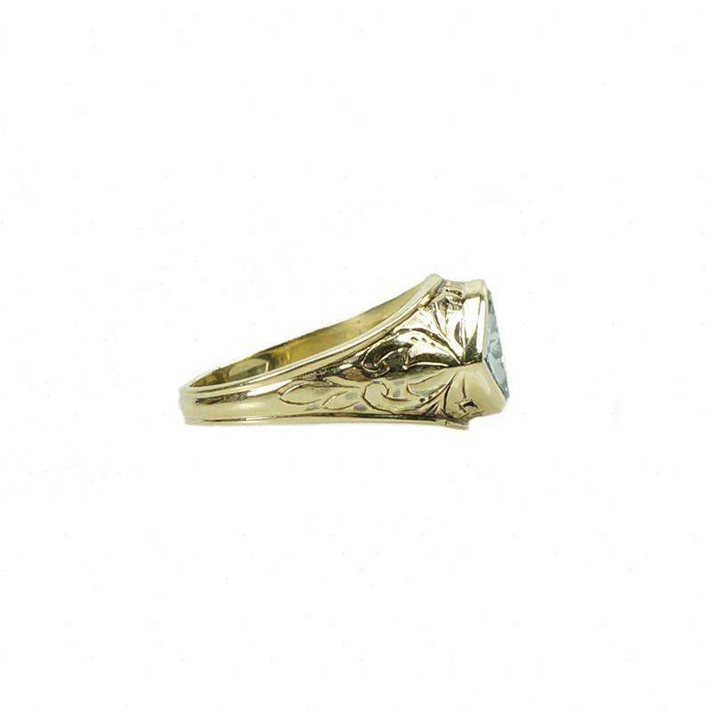 Unusual Vintage Yellow Gold Aquamarine Ring