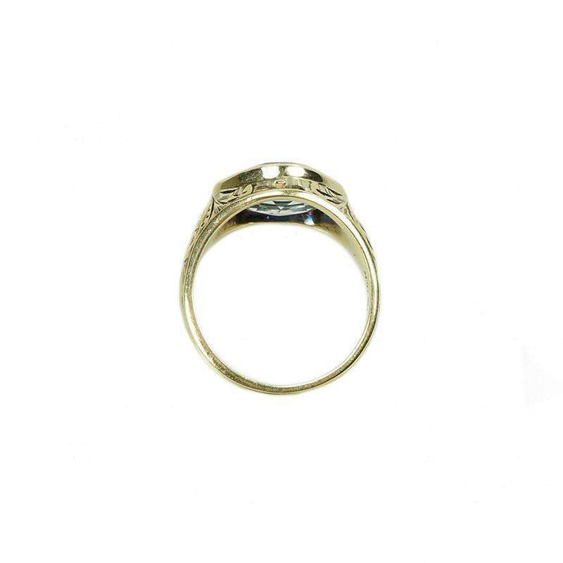 Unusual Vintage Yellow Gold Aquamarine Ring