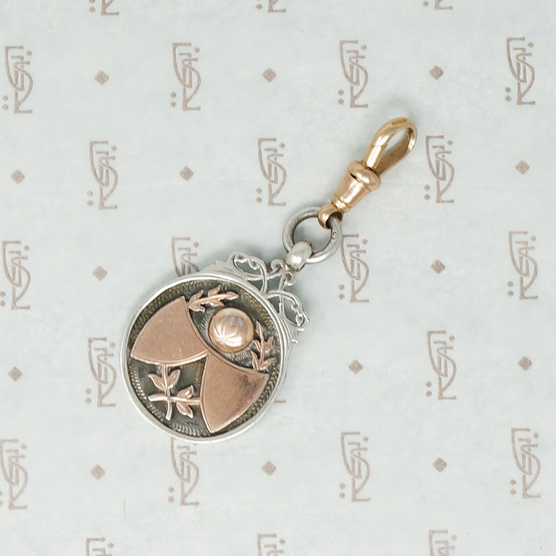 silver and fold soccor fob on watch hook