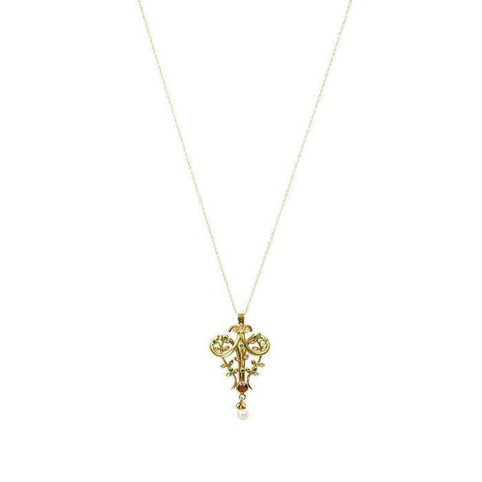 Exceptional Naturalistic 18k gold and Gemstone Pendant