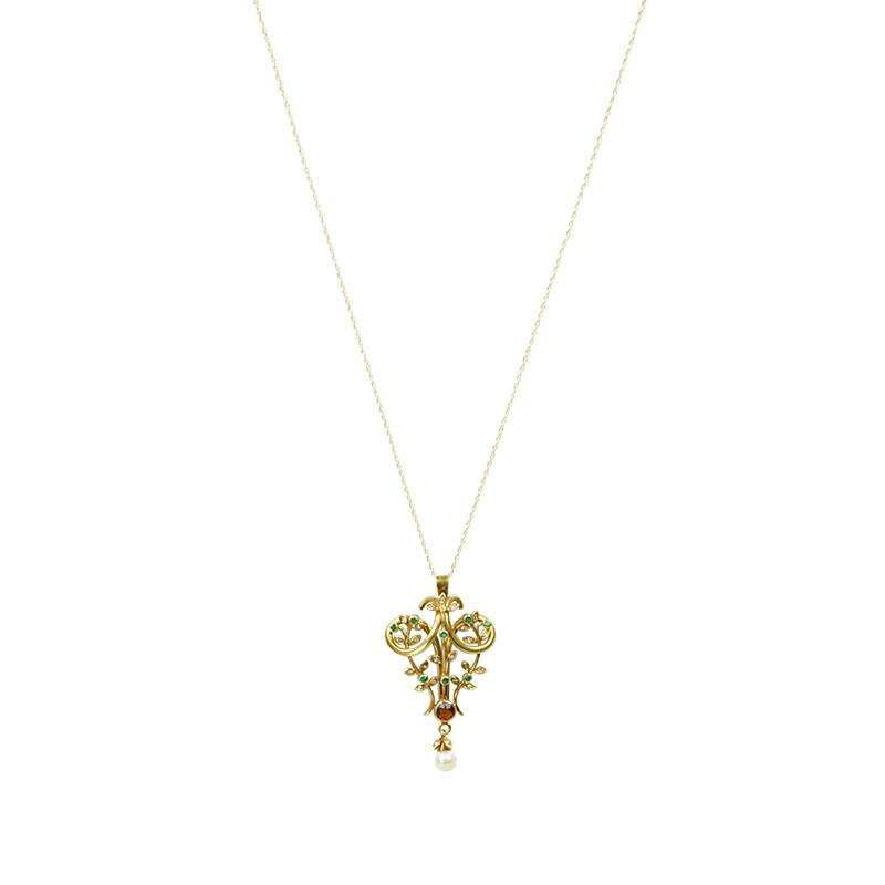 Exceptional Naturalistic 18k gold and Gemstone Pendant