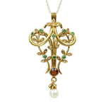 Exceptional Naturalistic 18k gold and Gemstone Pendant