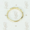 flat side view of 7 diamond baguette band in recycled 14k yellow gold