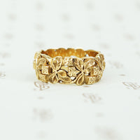 wide art carved vintage 14k yellow gold band size 7