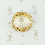 Clover and Forget Me Nots Wide Gold Band