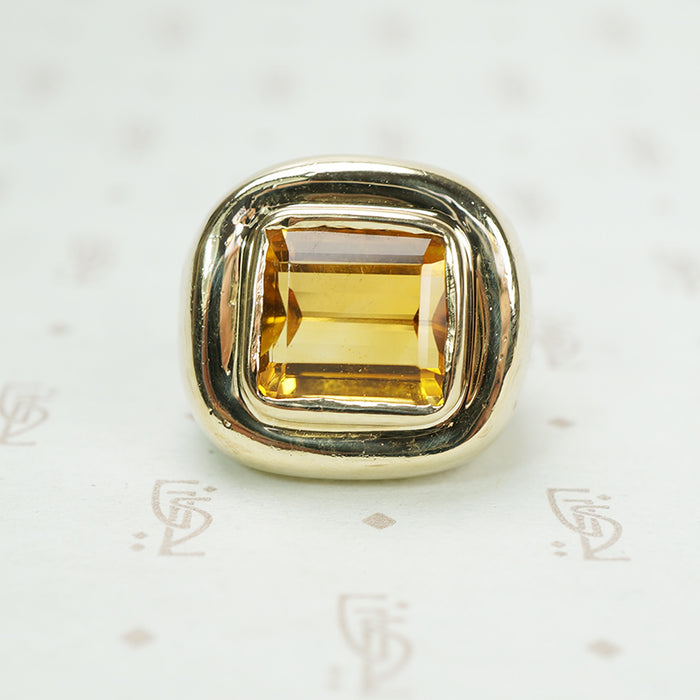 Chunky Gold Ring with a Big Citrine