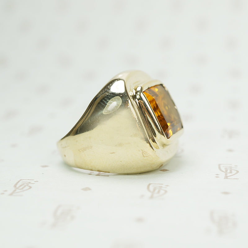 Chunky Gold Ring with a Big Citrine