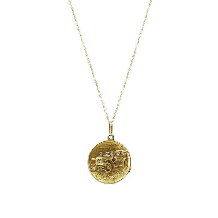 Antique Car Locket Gold with Diamonds