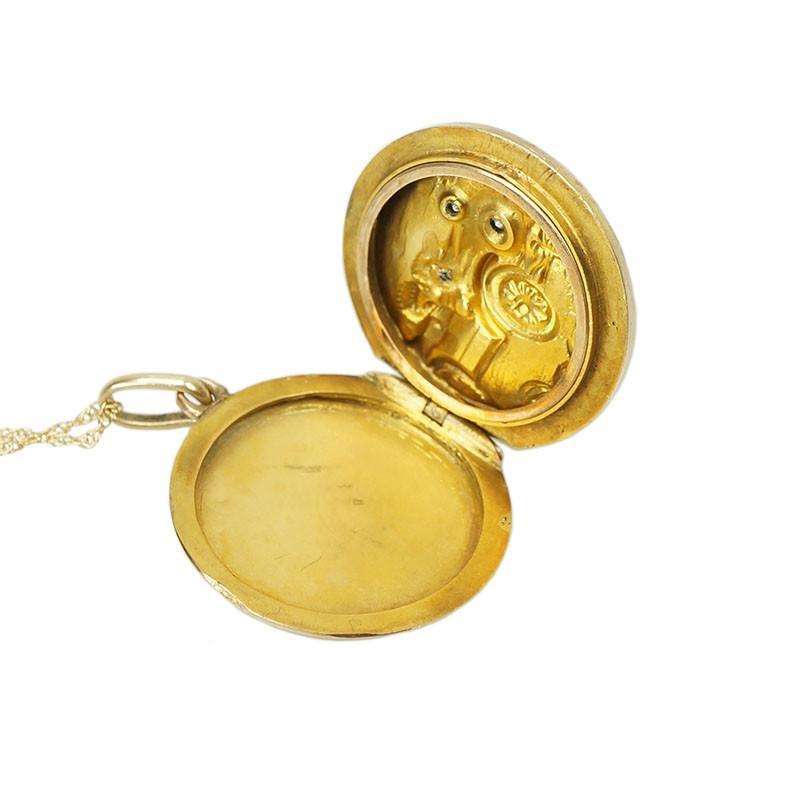 Antique Car Locket Gold with Diamonds