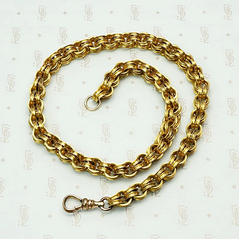 Antique Heavy Grooved Double Link Rolo Chain