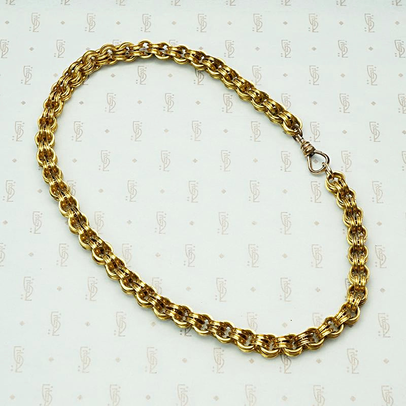 Antique Heavy Grooved Double Link Rolo Chain