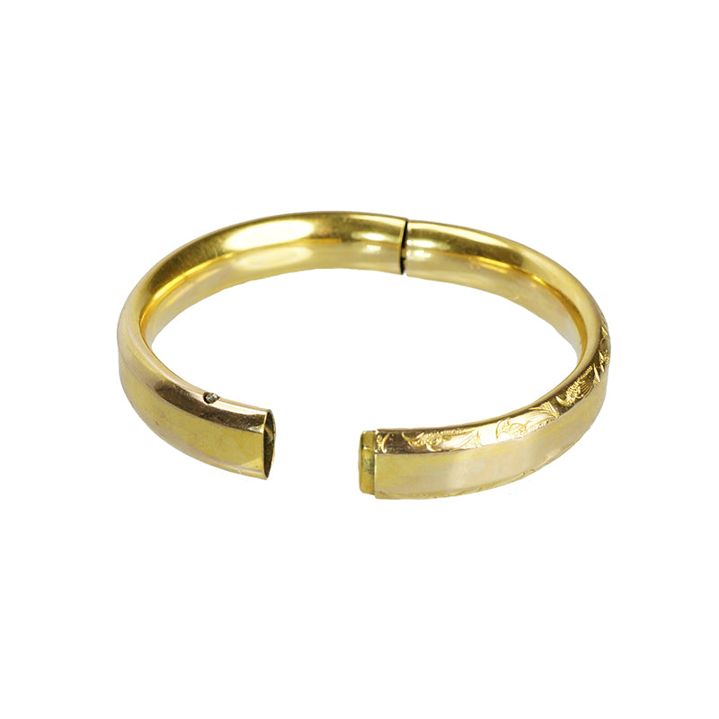 Classic Vintage Hinged Gold Filled Bangle - Gem Set Love