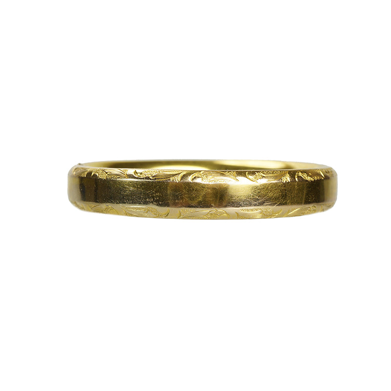 Classic Vintage Hinged Gold Filled Bangle - Gem Set Love