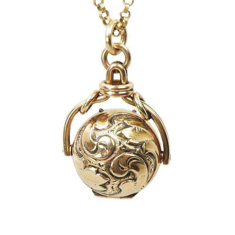Rosey Gold Victorian Spinner Fob Locket