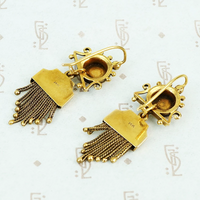 victorian revival 14k yellow gold black enamel fringe earrings