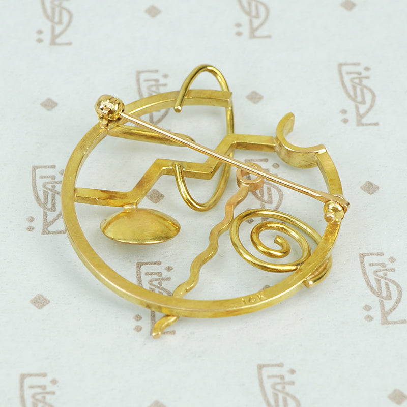 modernist brooch 14k yellow gold back shot