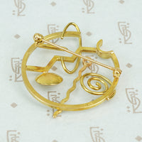 modernist brooch 14k yellow gold back shot