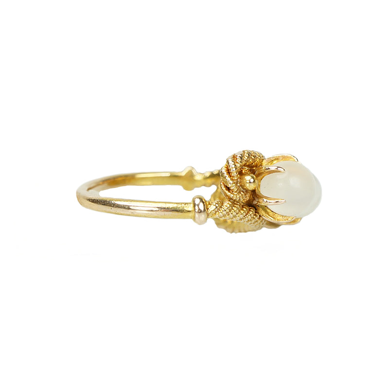 Glowing Moonstone and Gold Vintage Ring - Gem Set Love
