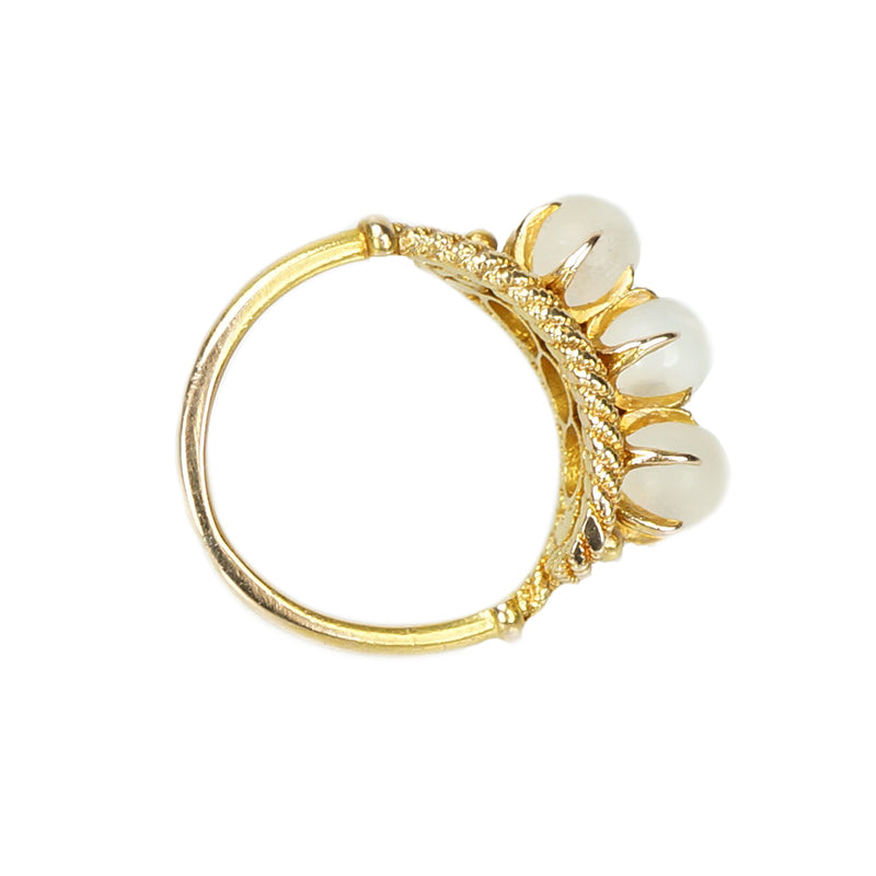 Glowing Moonstone and Gold Vintage Ring - Gem Set Love