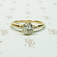 VS old european cut yellow gold solitaire engagement ring