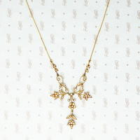 edwardian split pearl gold foliate necklace with pendant hook reverse