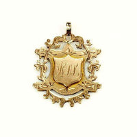 9k Rose Gold Shield Shaped Victorian Fob Pendant