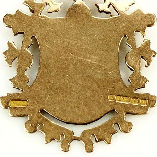9k Rose Gold Shield Shaped Victorian Fob Pendant