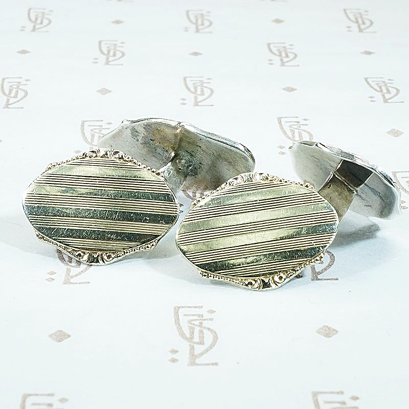 German Art Deco Engraved Silver Cufflinks