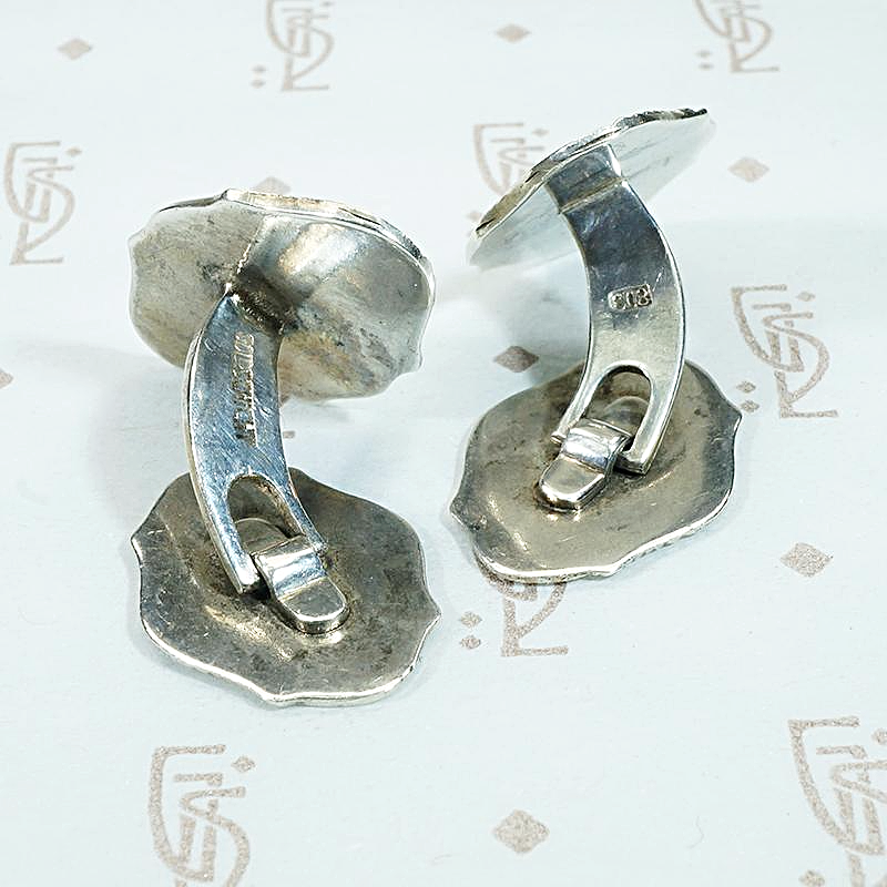 German Art Deco Engraved Silver Cufflinks