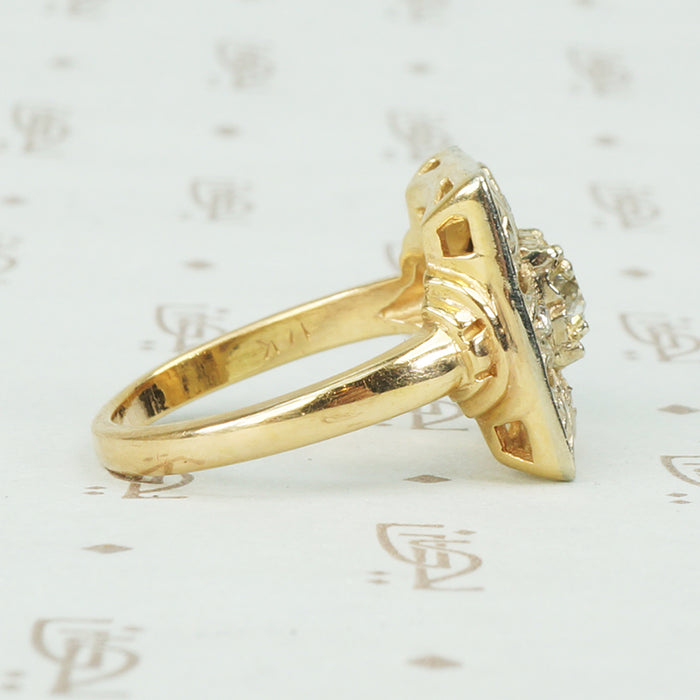 1940's Yellow Gold Diamond Panel Ring