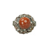 mid century silver and goldstone ring flower with gilt traces