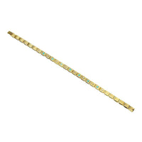 Vintage Turquoise and Pearl 15k Gold Link Bracelet