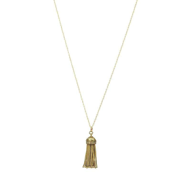 Etruscan Revival 18k Tassel Pendant Necklace