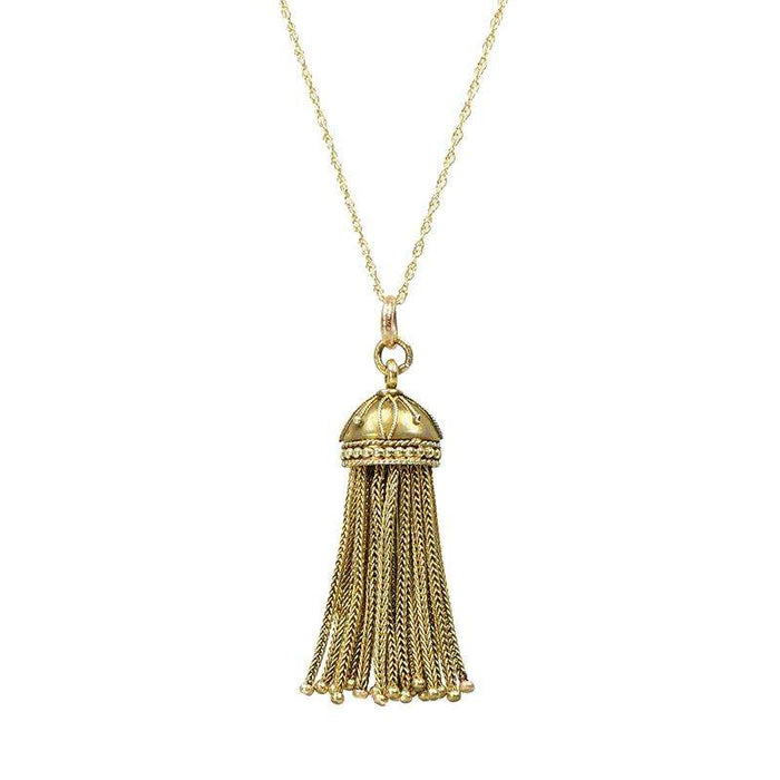 Etruscan Revival 18k Tassel Pendant Necklace