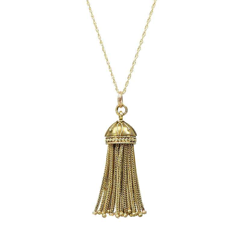 Etruscan Revival 18k Tassel Pendant Necklace