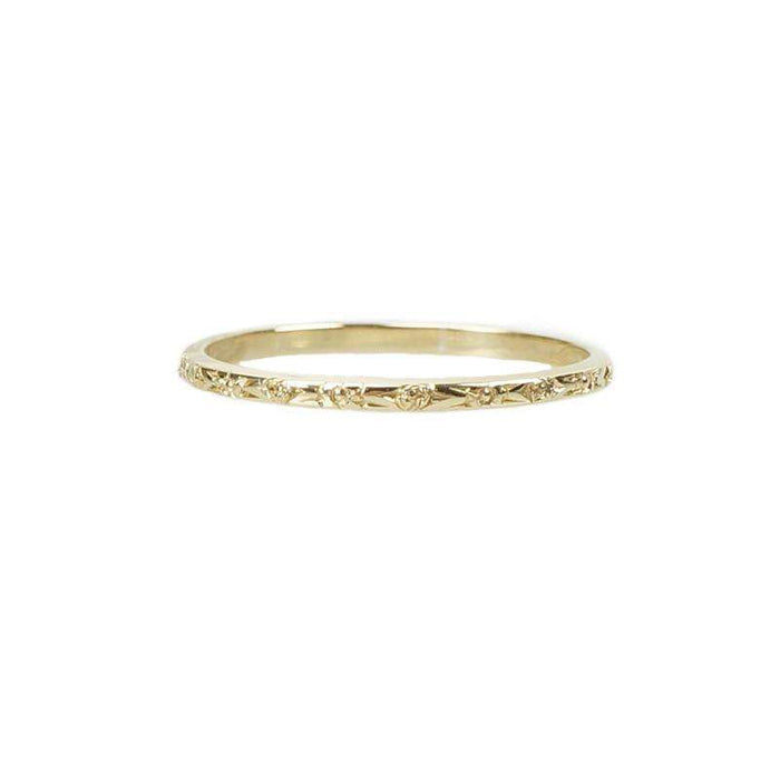 Thin Gold Vintage Band with Roses