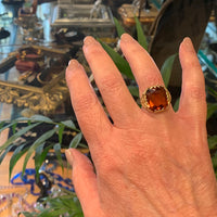 Arts and Crafts Lotus Blossom Citrine Ring