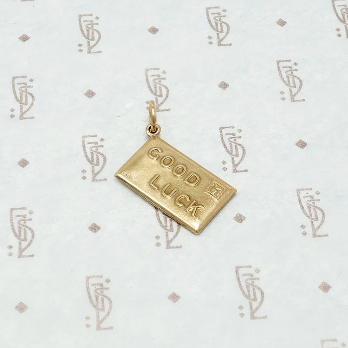 vintage 9ct charm good luck letter