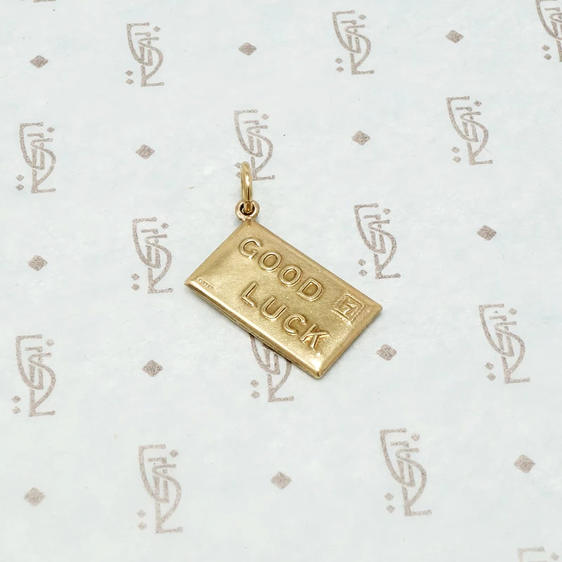 vintage 9ct charm good luck letter