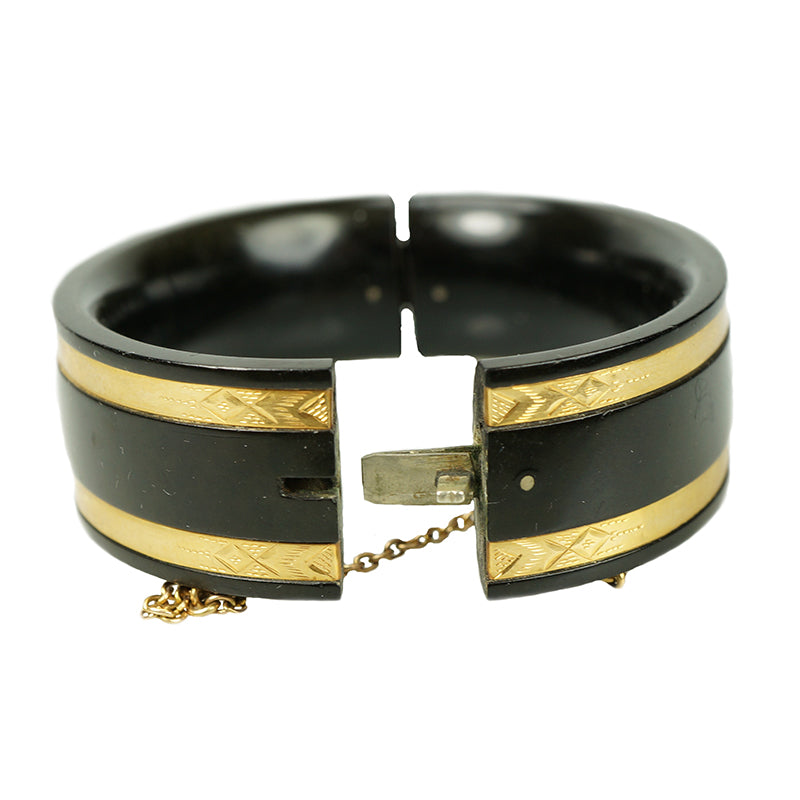 Gutta-Percha and Gold Hinged Bangle