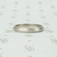 vintage groove platinum wedding band 3-25-38 engraved Grace and Bob